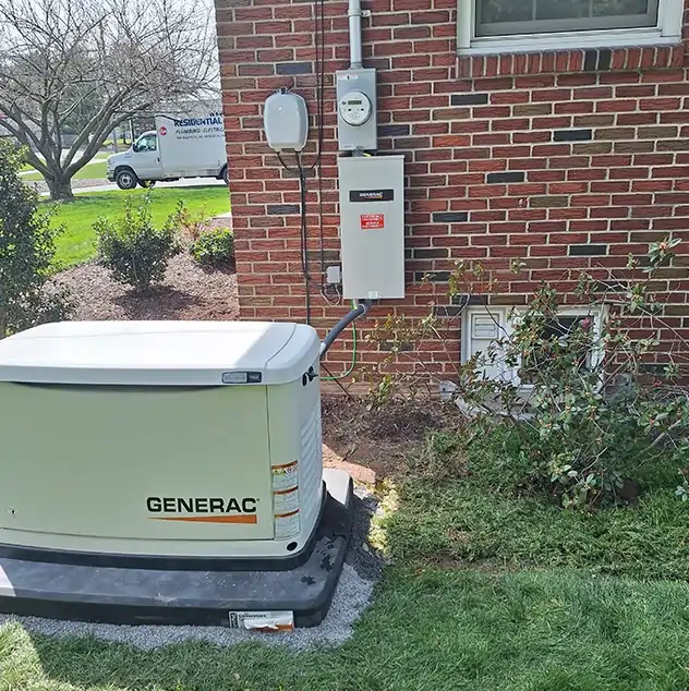 Generac generator outside of brick house